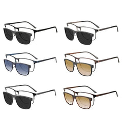 Metal Glasse Frame Square Clip On Sunglasses