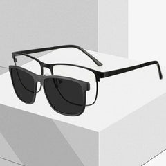 Metal Glasse Frame Square Clip On Sunglasses