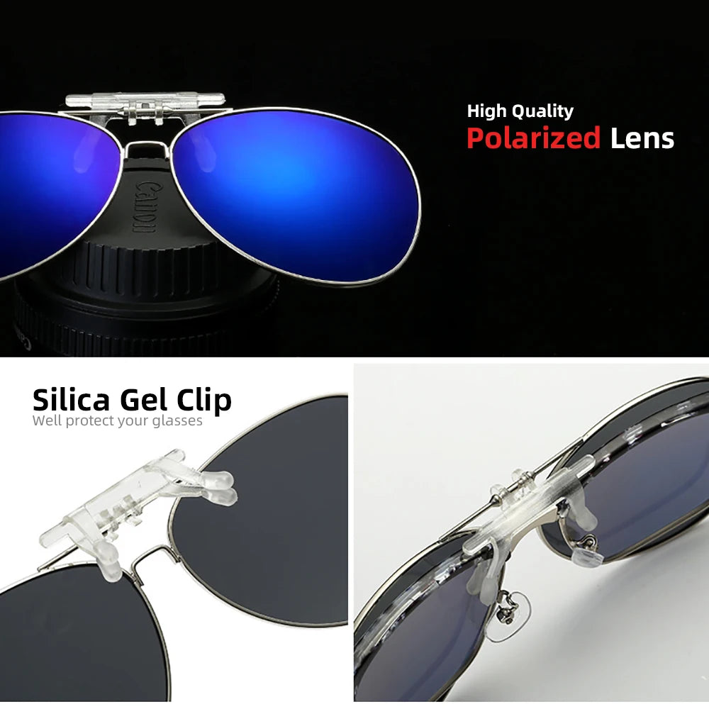 Unisex Oversize Aviation Pilot Sunglasses with Flip Up Clip-On Style for Sports and Leisure