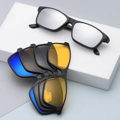 6 In 1 Custom Men Women Polarized Magnet Clip on Sunglasses