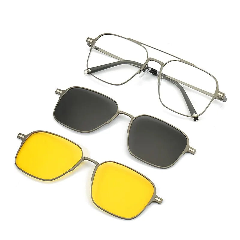 Metal 3 In 1 New Style Magnet Clip On Glasses