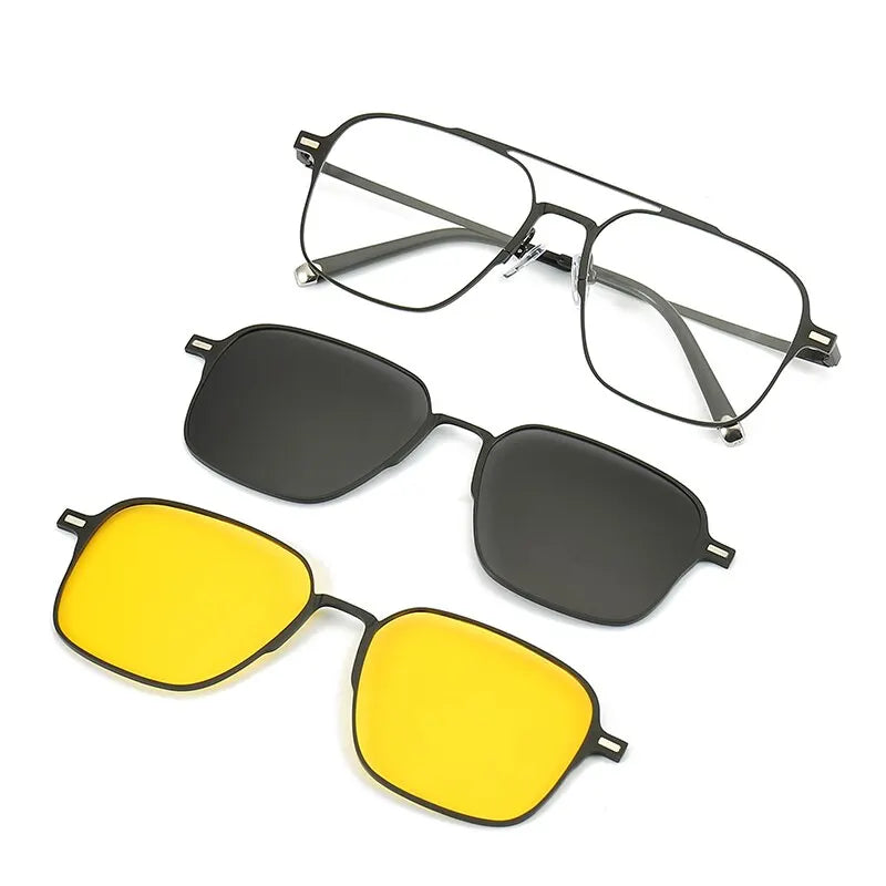 Metal 3 In 1 New Style Magnet Clip On Glasses