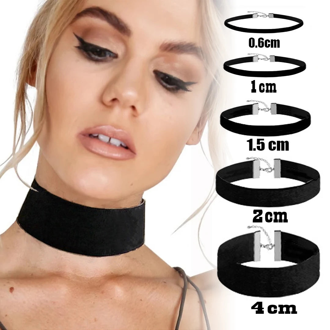 Korean  Punk Gothic Soft Black Velvet Choker