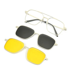 Metal 3 In 1 New Style Magnet Clip On Glasses