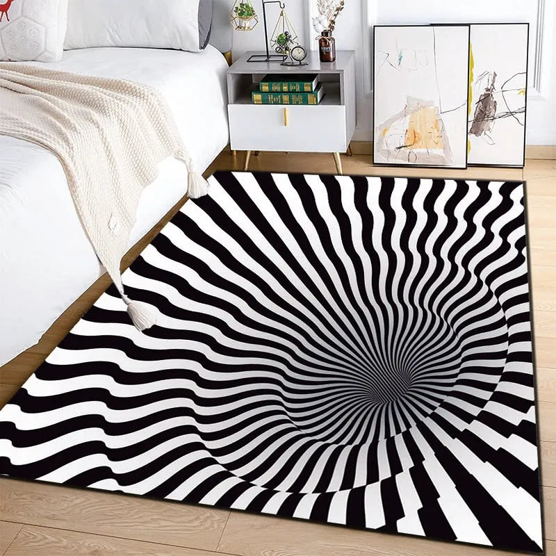 3D Vortex White Rug