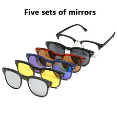 6 In 1 Spectacle Frame Polarized Sunglasses Magnetic Glasses