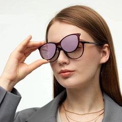 Retro Cat Eye Polarized Magnet Clip On Sungasses