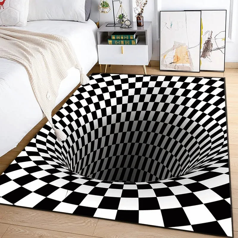 Illusion Black and White Rug