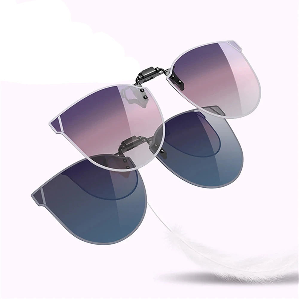 Clip-on Gradient Cat Eye Flip Up Sunglasses