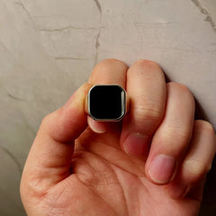 Retro Flat Square Black Glass